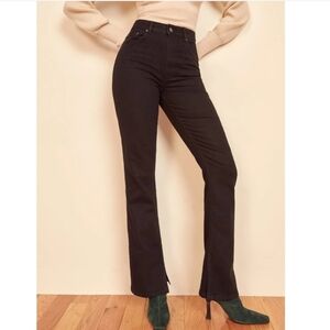 Reformation Cindy Bootleg Slit Hem Jeans Wash Black Size 23